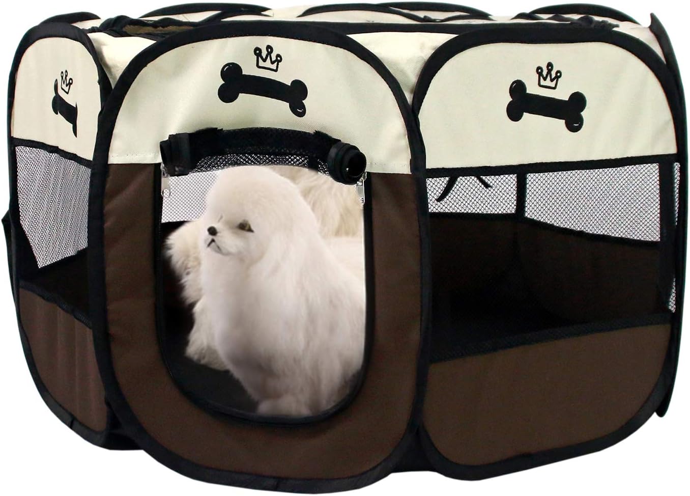 Portable Foldable Pet Playpen with Mesh Shade Cover H996608
