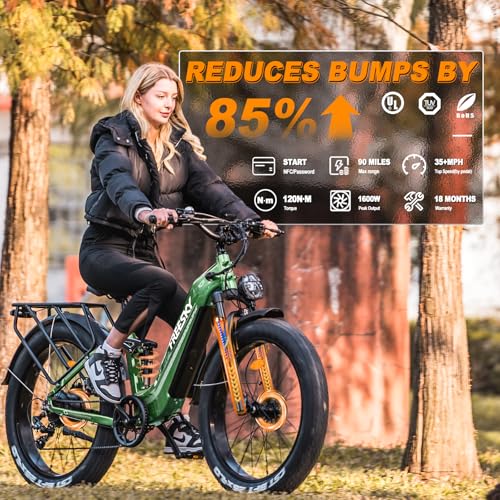 FREESKY Electric Bike for Adults 1600W 48V 20Ah Step-Thru Fat Tire Ebike F761