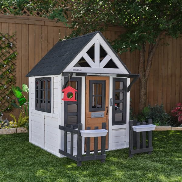 KidKraft Riverscape Wooden Playhouse with Working Doorbell and Kitchen D436389