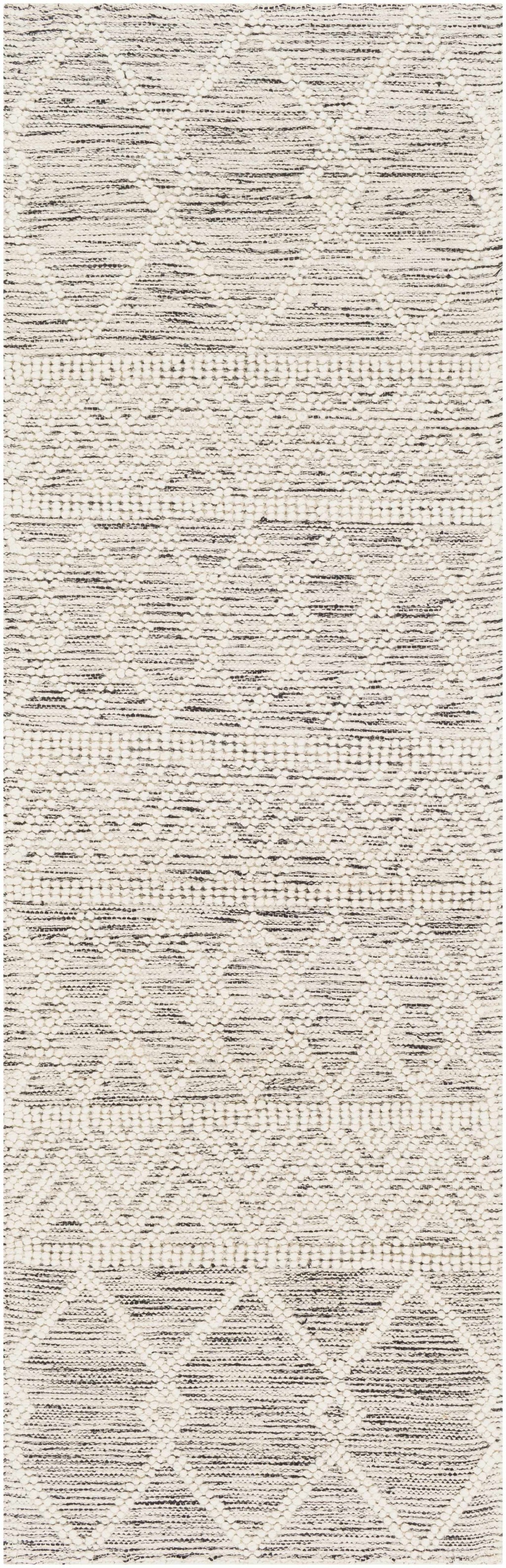 Woolk Moroccan Hand Woven Wool Small Area Rug, Beige White Brown, 2' x 3' L4500