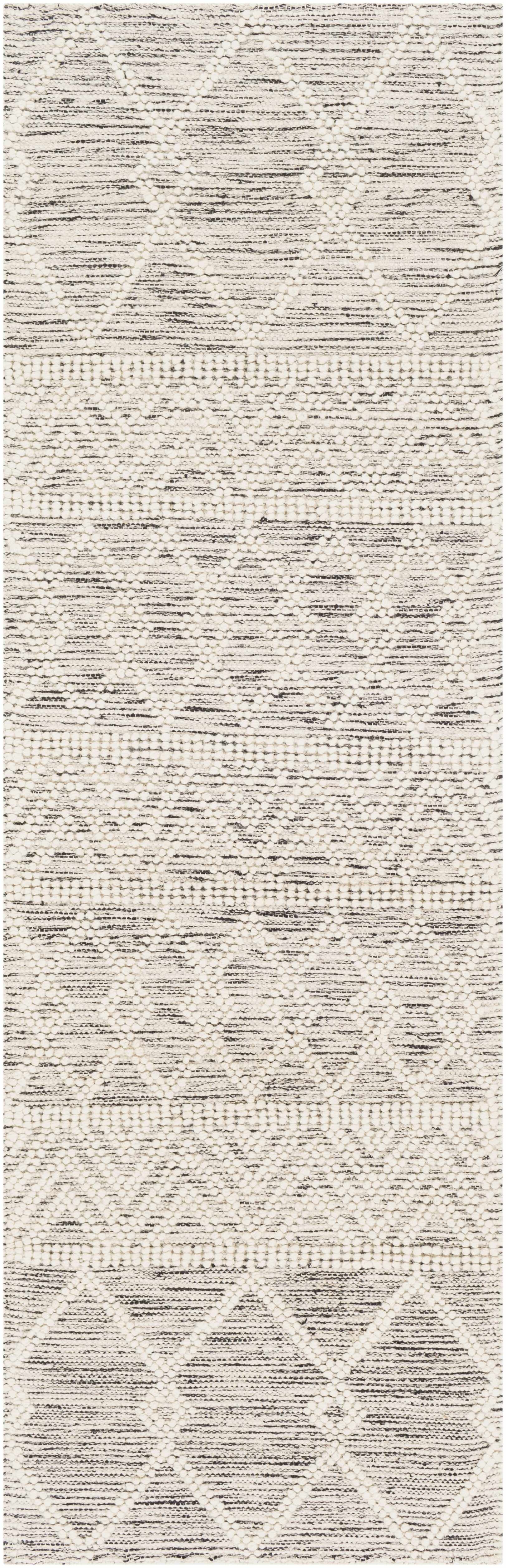 Woolk Moroccan Hand Woven Wool Small Area Rug, Beige White Brown, 2' x 3' L4500