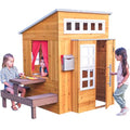 KidKraft Modern Outdoor Wooden Playhouse with Picnic Table and Grill S7361