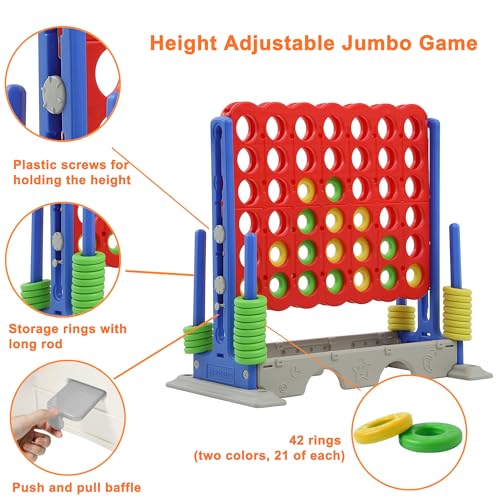 Jumbo Four Connect Height Adjustable Yard Game, 33 inch, Blue/White R818199