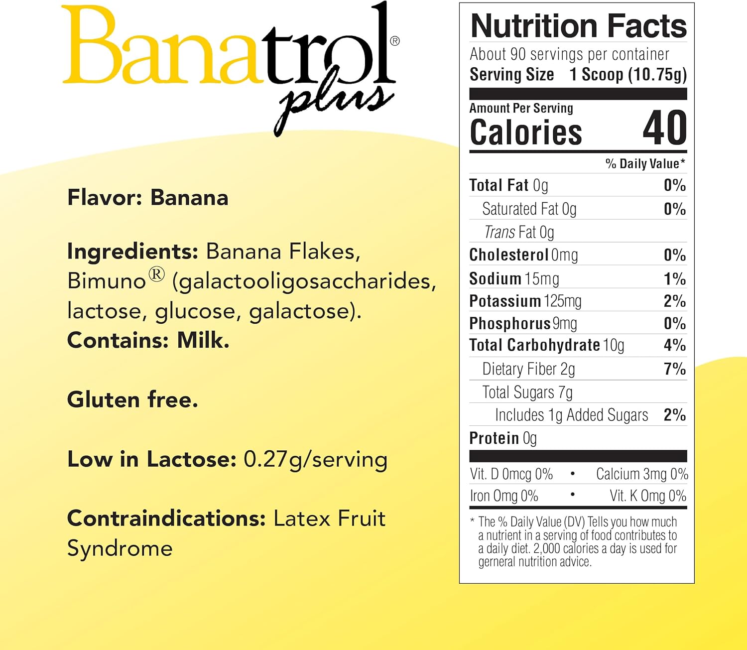 Banatrol® Natural Anti-Diarrheal Medical Food with Prebiotics, 90 Servings (Banana) U3419