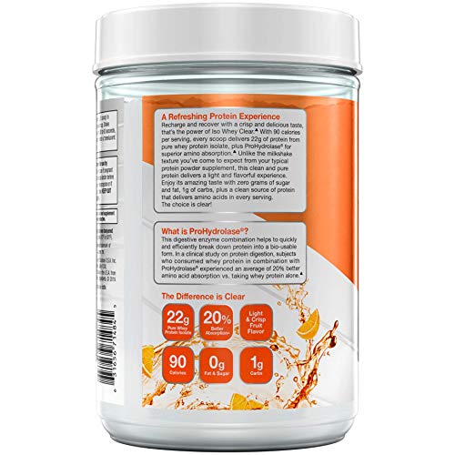 MuscleTech Clear Whey Protein Isolate Powder, Orange Dreamsicle, 22g Protein A269229