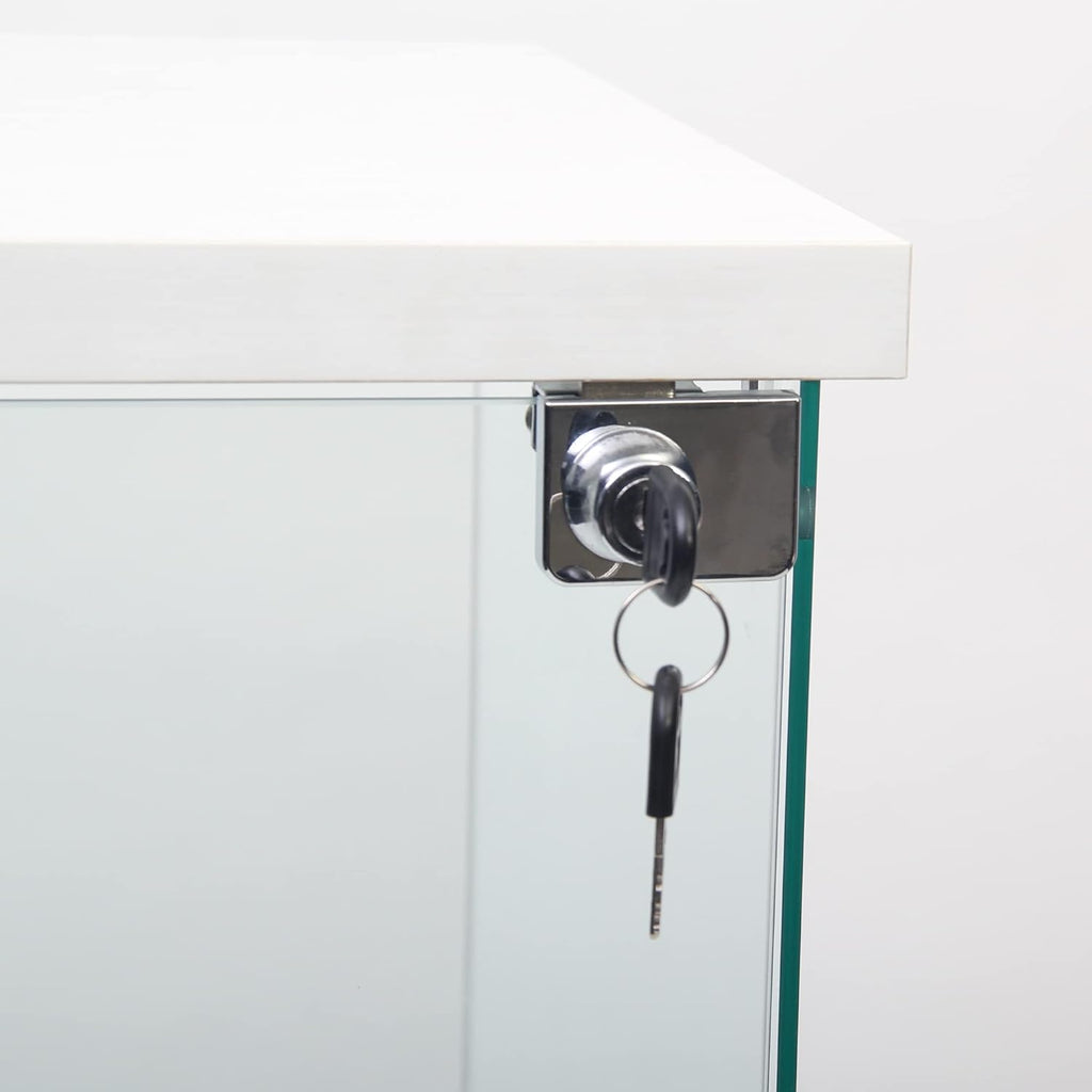 4-Shelf Glass Display Cabinet with Lock, White A99708