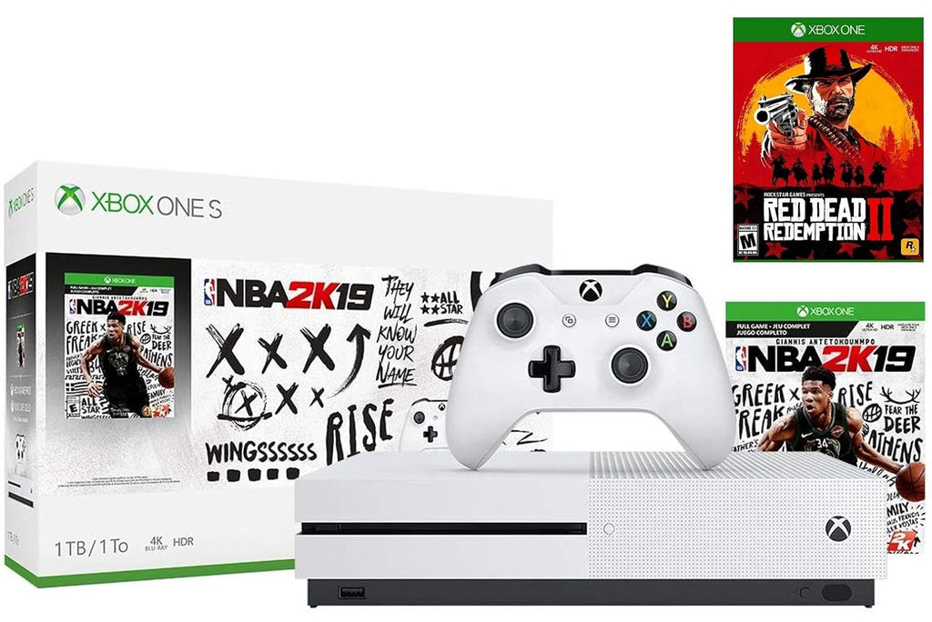 Xbox One S 1TB NBA 2K19 Red Dead Bonus Bundle: Red Dead Redemption 2, NBA 2K19 Game, Xbox One S 1TB Console, Xbox Wireless Controller, Choose Your Favorite Game