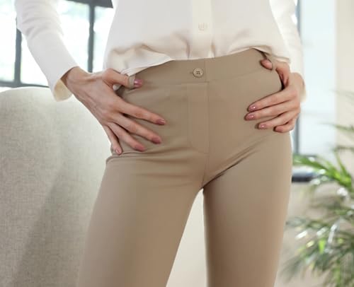 Yogipace Women's Straight Leg Yoga Dress Pants with Belt Loops H62689
