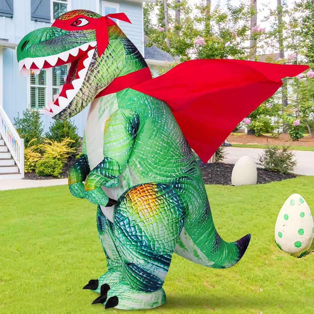 COMIN Inflatable Dinosaur Costume for Adults, Green Halloween Party S823
