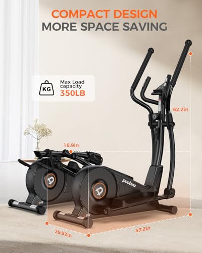 pooboo Elliptical Machine with 16-Level Resistance and LCD Monitor N448672