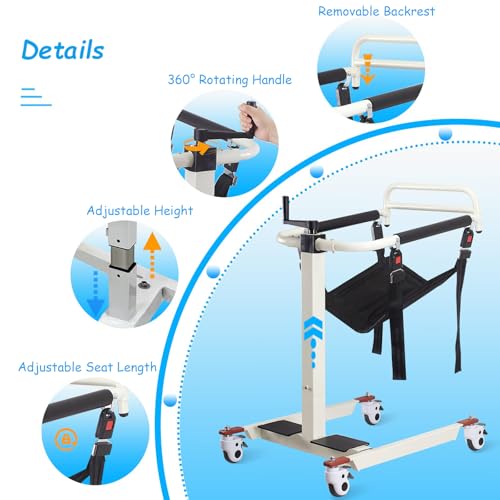 Portable Patient Lift Wheelchair for Home, Adjustable Height, 330 lbs Capacity K93627