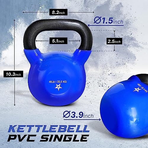 Yes4All 5-100 LB Vinyl Coated Cast Iron Kettlebells M964803