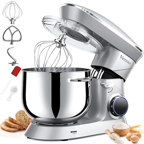 9.5 Qt Stand Mixer, 10-Speed Tilt-Head Food Mixer, Vezzio 660W Kitchen Electric Mixer with Stainless Steel Bowl, Dishwasher-Safe Attachments for Most Home Cooks (Black)