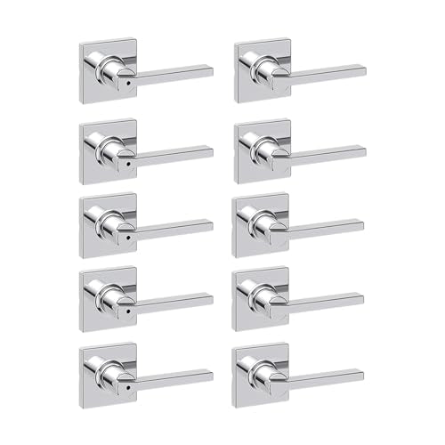 Kwikset Casey Interior Privacy Door Handle with Lock 10 Pack, Matte Black G103018