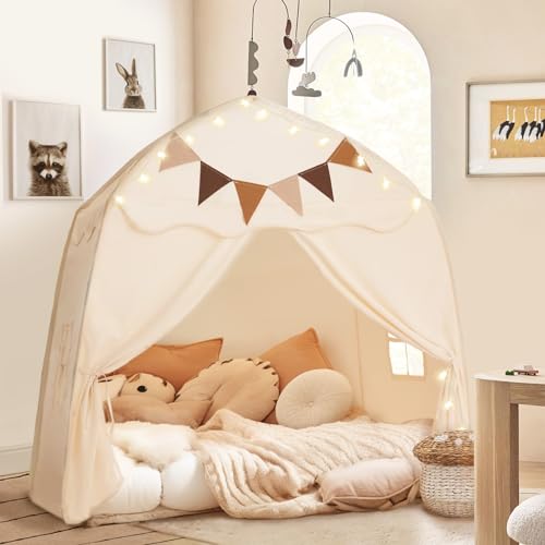 Extra Large Kids Play Tent with Star Lights, Portable & Foldable Teepee B40178