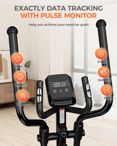 pooboo Elliptical Machine with 16-Level Resistance and LCD Monitor N448672