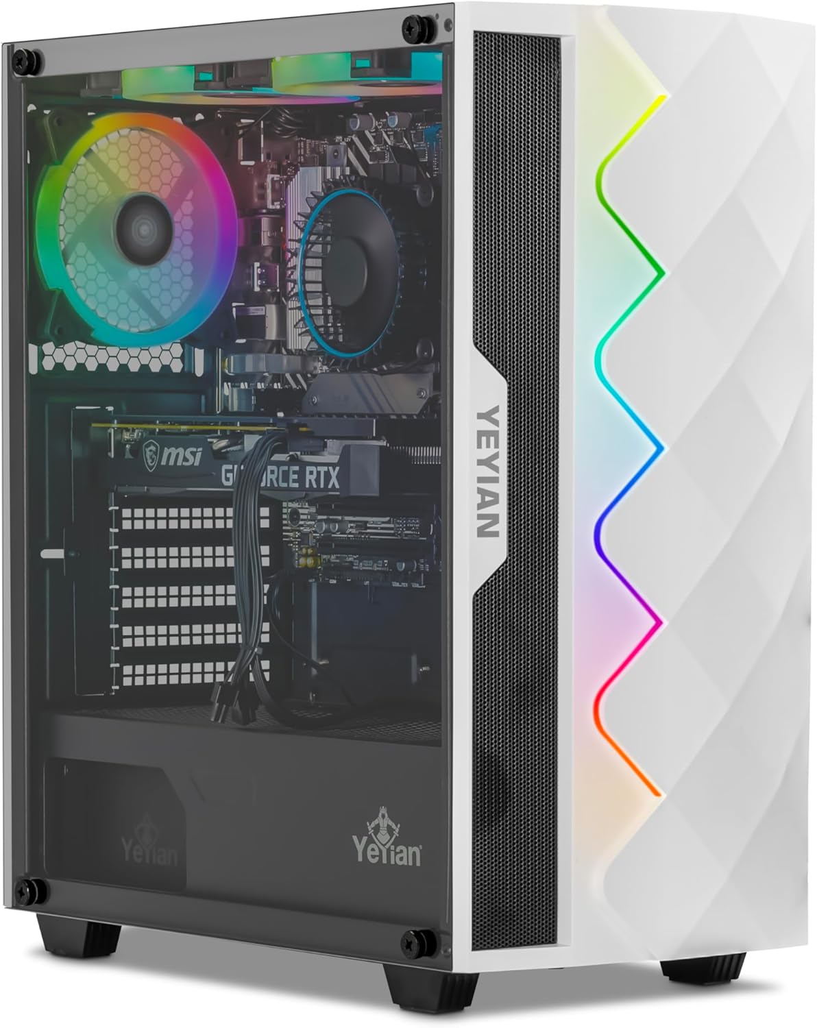YEYIAN GeForce RTX 4060 Gaming PC, AMD Ryzen 5 7500F (> 5600X), 16GB DDR5 5600, 1TB NVMe SSD, WiFi & VR Ready, Win 11 Home Prebuilt PC for Gamer, 2 Years Warranty Tower Computer with Keyboard & Mouse