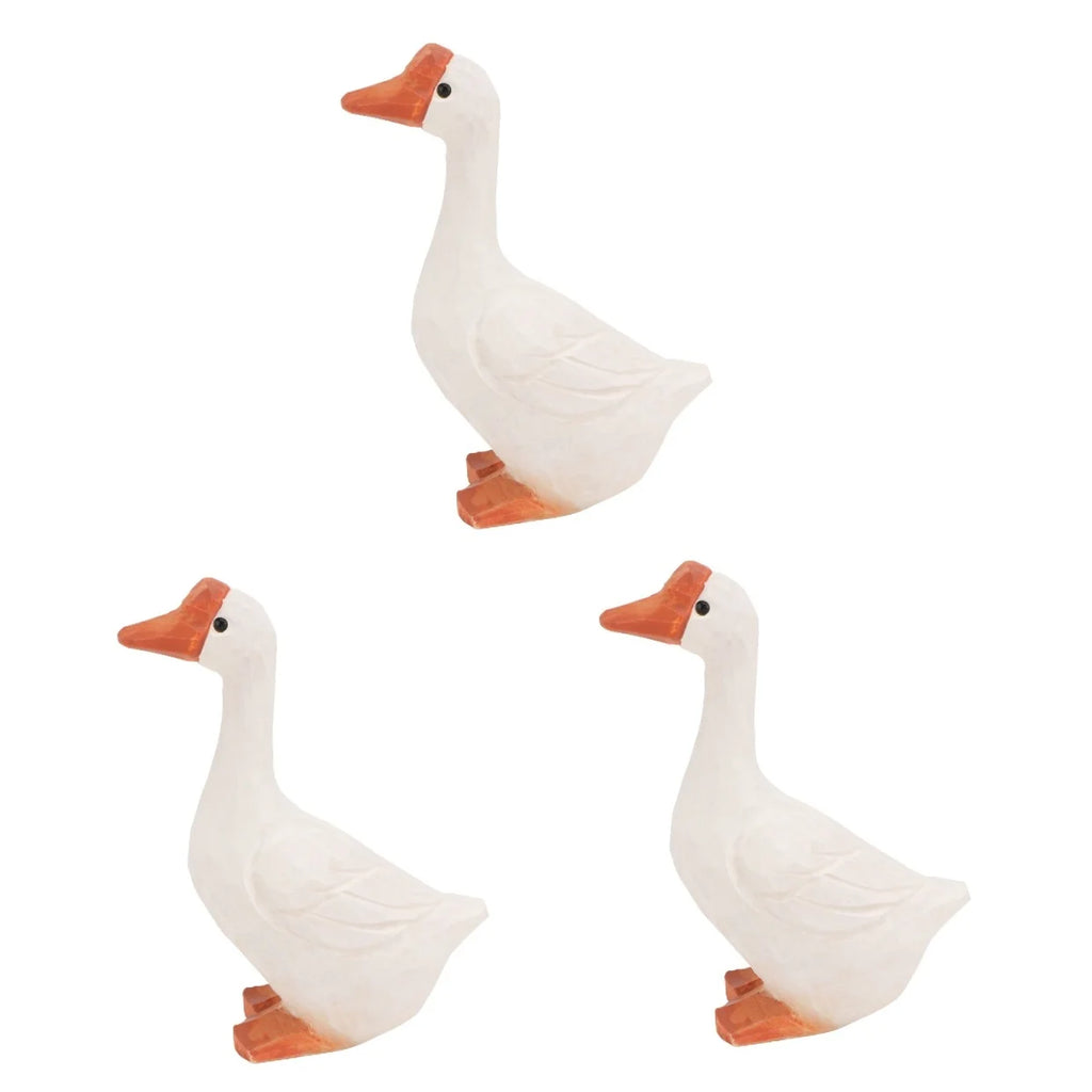 Wooden Goose Mini Animal Carving Ornaments Home Decor 11x6cm V122812