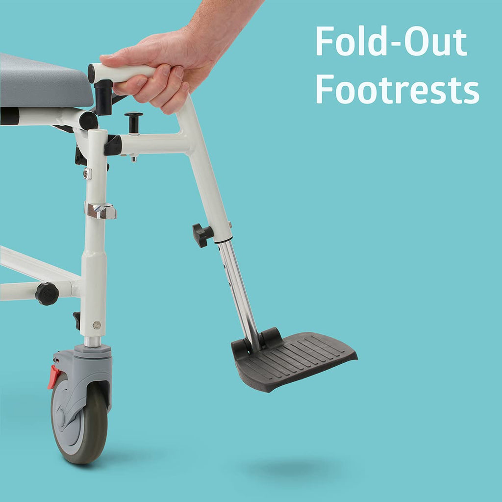 Medline Aluminum Shower Commode Transport Chair, 275 lbs Capacity Q28578