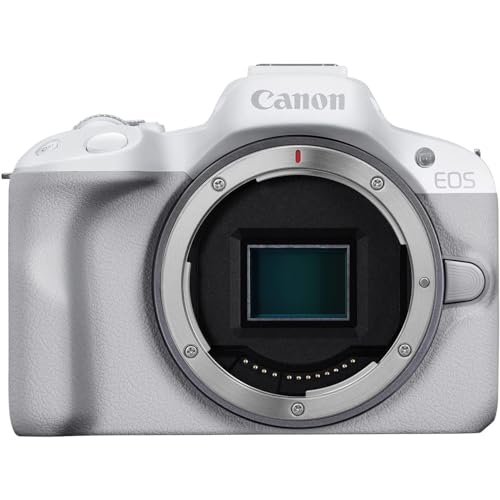 Canon EOS R50 Mirrorless Camera with RF-S 18-45mm Lens, White, Bundle with Bag, Batteries & Memory Cards S656267