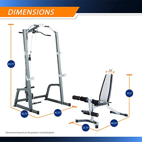 Marcy Pro Deluxe Cage System with Weightlifting Bench Home Gym E9247