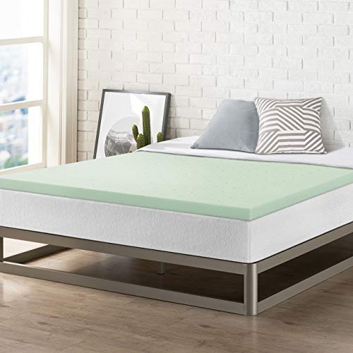 Best Price Mattress 2 Inch Ventilated Memory Foam Mattress Topper, Calming Green Tea Infusion, CertiPUR-US Certified, Queen