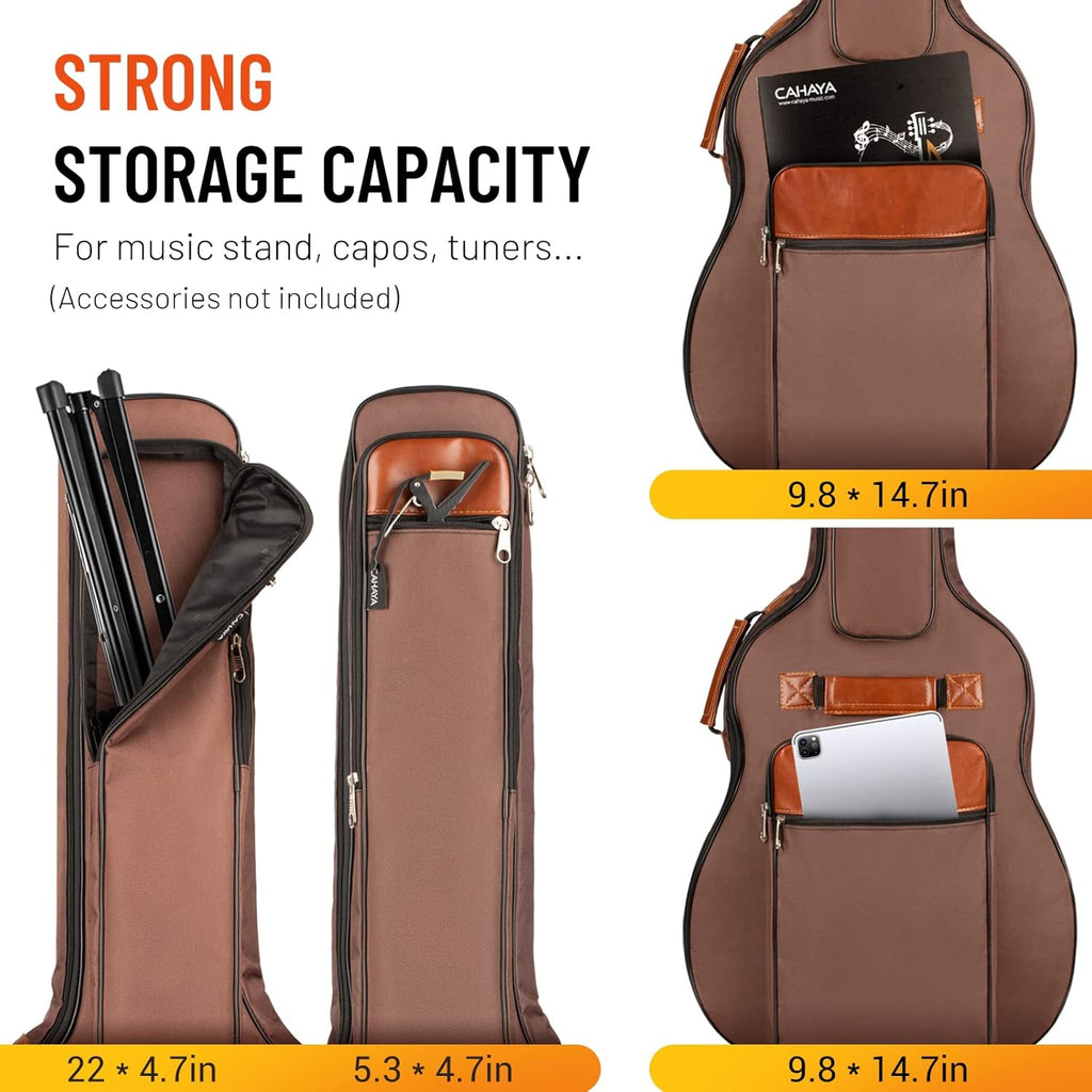 CAHAYA Guitar Bag 40-42 Inch 6 Pockets Water Resistant Oxford Cloth Padded Case Z33574