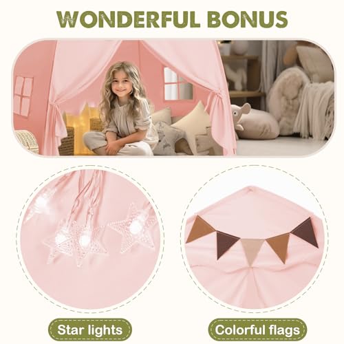 Extra Large Kids Play Tent with Star Lights, Portable & Foldable Teepee B40178