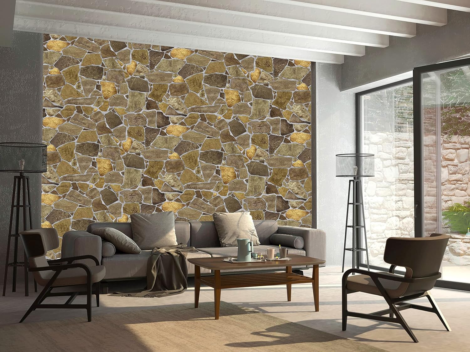 Dundee Deco Brown Faux Stone 3D PVC Wall Panel K271