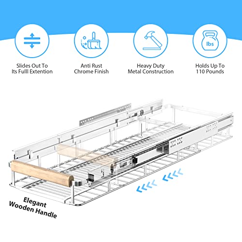 Extendable Slide Out Cabinet Organizer, 2 Pack, Adjustable Width 16.1"-26.3" L87667
