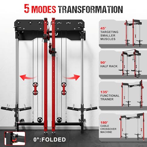 WM3-V4 Folding Wall Mounted Squat Rack with Dual Pulley System L11563