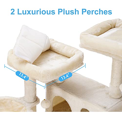 Hey-brother Cat Tree XL Cozy Cat Tower with Hammock, Scratching Posts, Light Gray O2195
