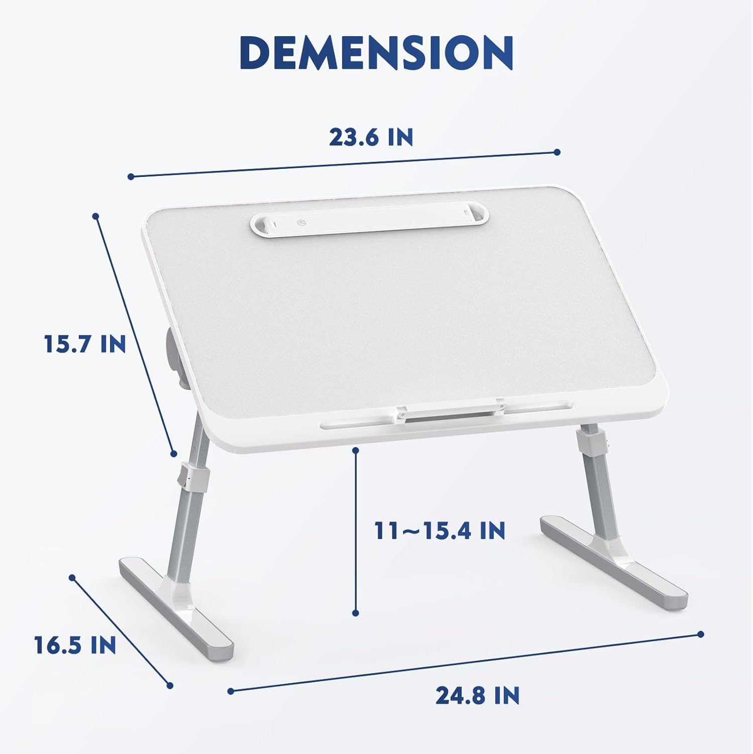 Bed Table with LED Light, Adjustable Lap Desk for Laptop (Grey) F214