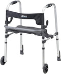 Drive Medical 10233 Clever Lite LS Adult Walker Rollator with Seat and Push Down Brakes, 300 lbs Weight Capacity, 5" Fixed Front Wheels, Easily Folds with Patented Dual-lever Side-paddle Release