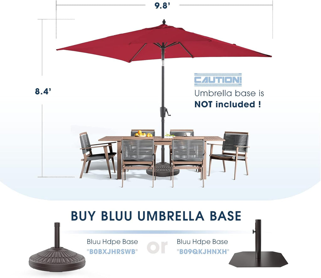 BLUU MAPLE Olefin Patio Umbrella 6.6 x 9.8 FT with Push Button Tilt A490480