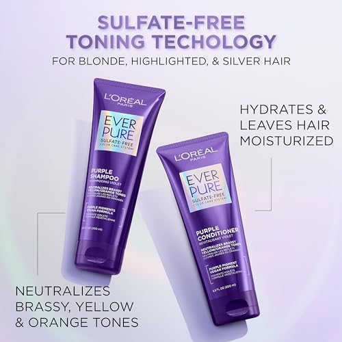 L’Oreal Paris EverPure Sulfate Free Purple Shampoo for Blonde Hair, 6.8 Fl Oz R817