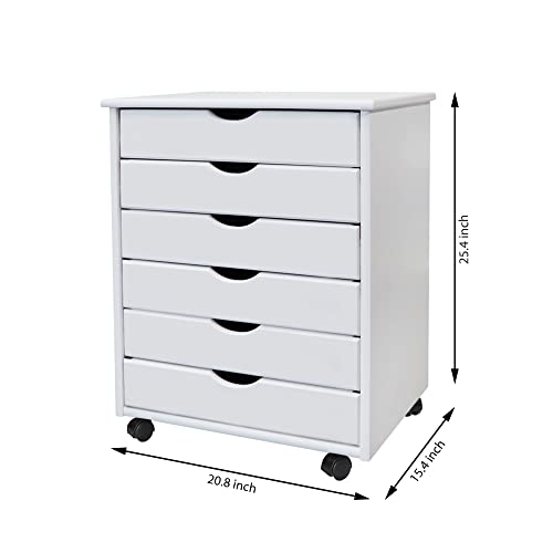 Jela Original Roll Cart, Solid Wood, 6 Drawer, White H793
