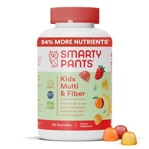 SmartyPants Kids Multivitamin Gummies and Fiber Supplement: Omega 3 Fish Oil (EPA/DHA), Vitamin D3, C, Vitamin B12, B6, Vitamin A, Zinc, Fiber Gummies, Three Fruit Flavors, 90 Count (22 Day Supply)