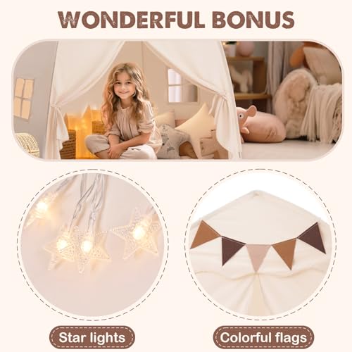 Extra Large Kids Play Tent with Star Lights, Portable & Foldable Teepee B40178
