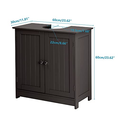Bonnlo Pedestal Under Sink Storage Bathroom Vanity with 2 Doors, Espresso E618445