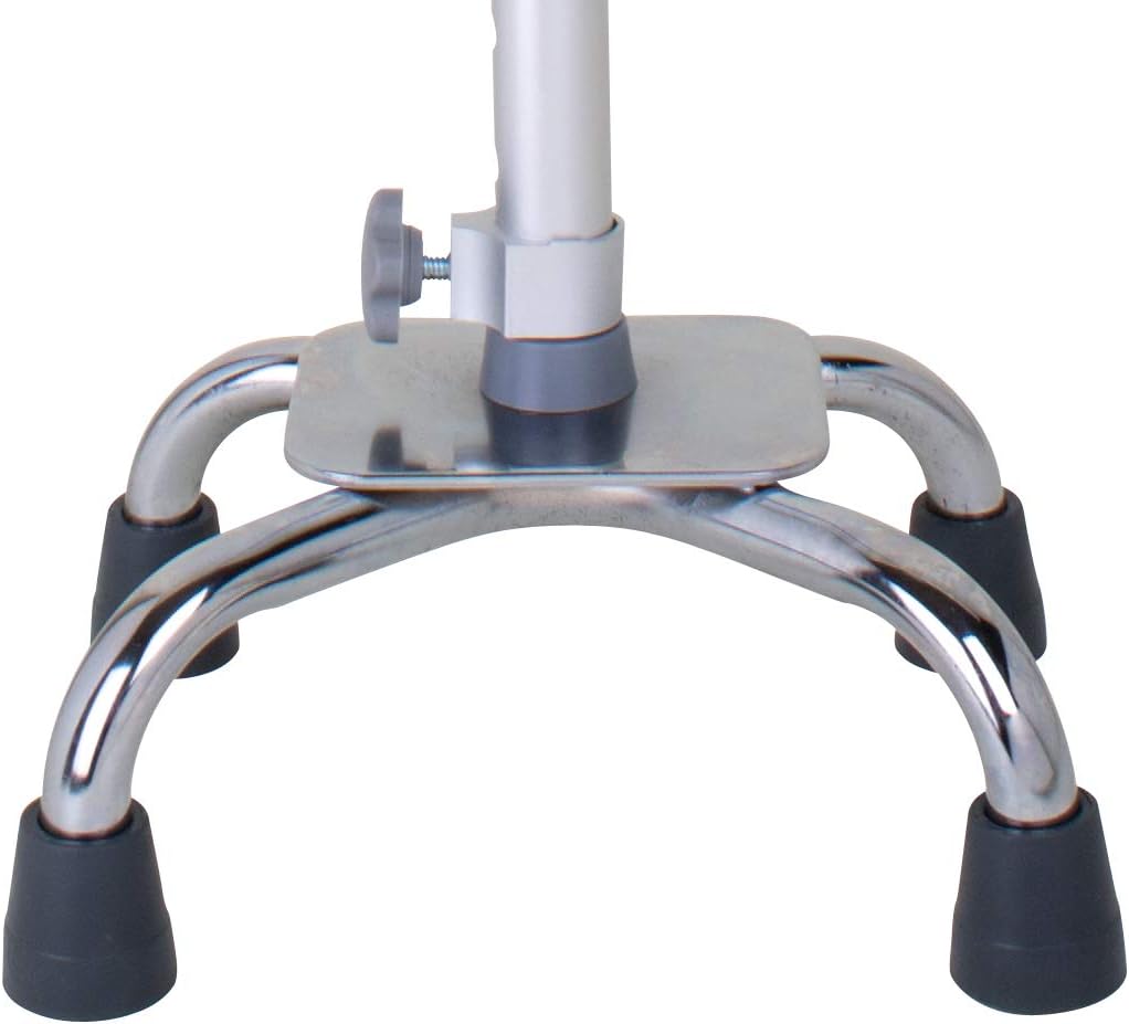 Carex Quad Cane with Small Base, Adjustable Height, Grey/Silver B899