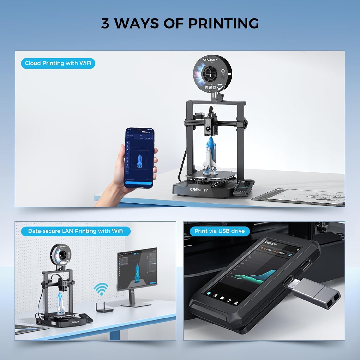 Creality Ender 3 V3 KE 3D Printer High-Speed Printing with Hyper PLA White P160389