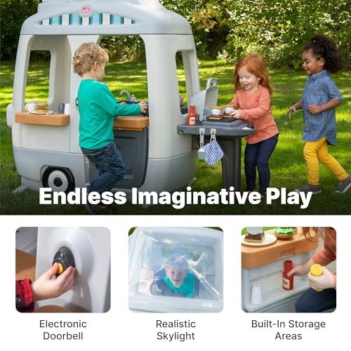 Step2 Adventure Camper Kids Playhouse with Kitchenette, 52 Piece Accessories, Ages 2+ S175074
