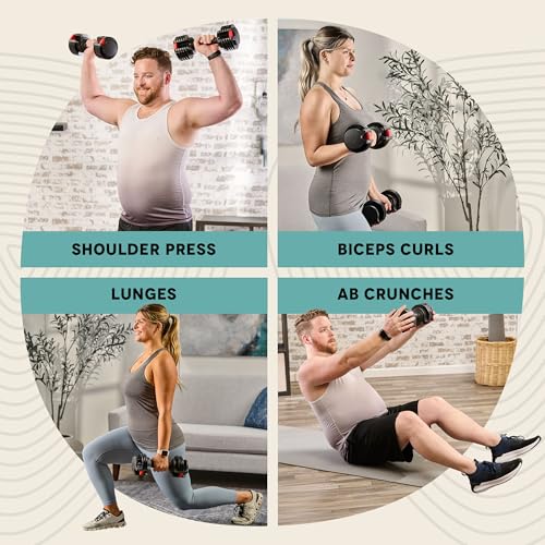 Lifepro Adjustable Dumbbells Set with Rack, 5-in-1, 15-55lb, Home Gym K99628