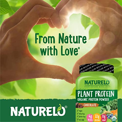 NATURELO Plant Protein Powder, Vanilla, 22g Protein, Vegan, 20 Servings S8145