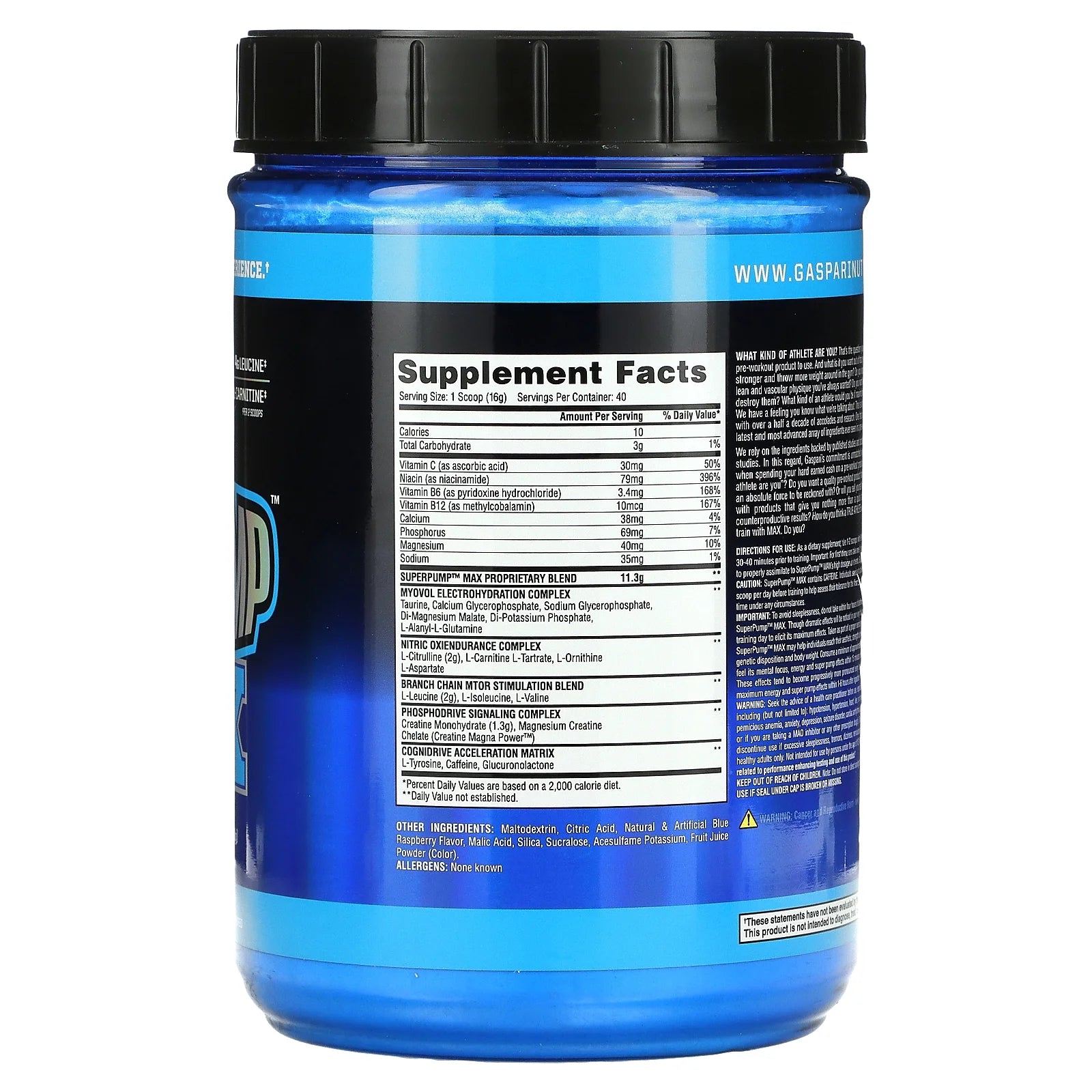 Gaspari Nutrition SuperPump Max Blue Raspberry Ice 1.41 lbs E2711