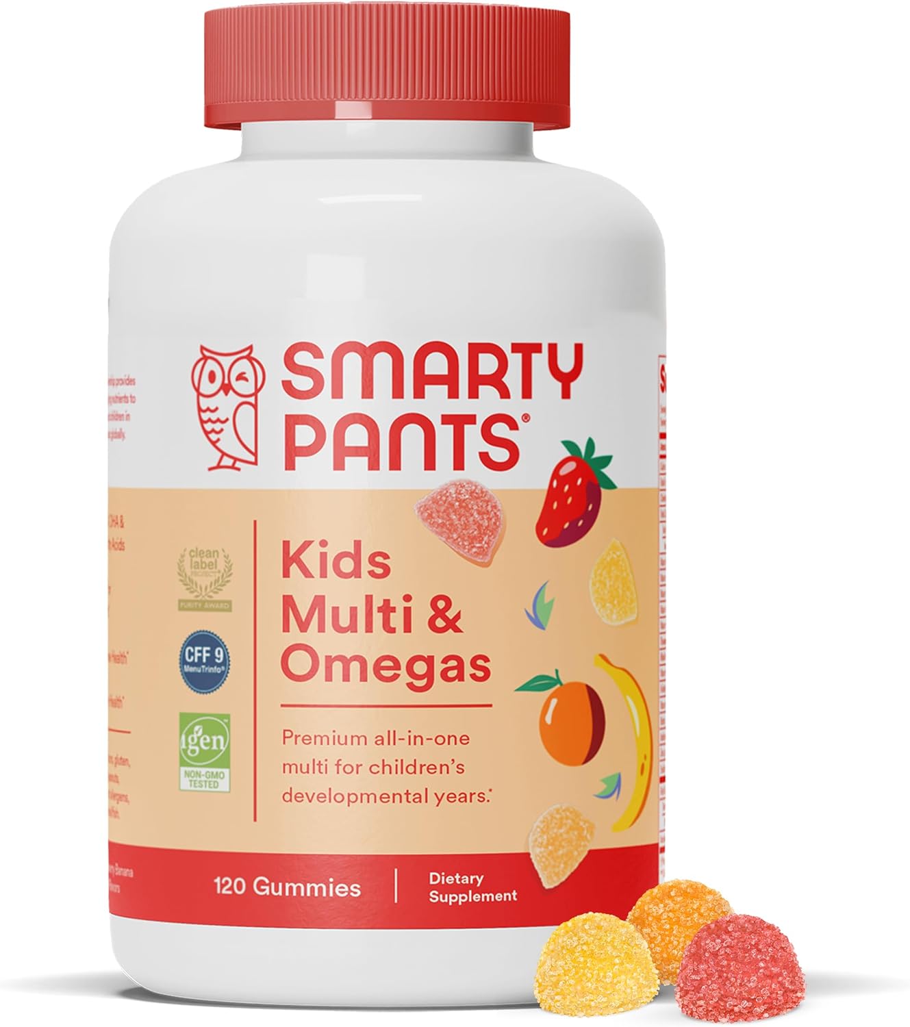 SmartyPants Kids Complete Gummy Vitamins: Multivitamin, Vitamin D3, B12 (Methylcobalamin), AND Omega 3 DHA / EPA Fish Oil, 120 count