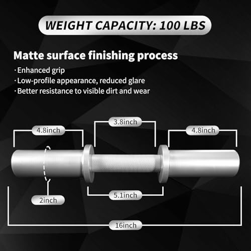 Olympic Dumbbell Handle 16" for 2-Inch Weight Plates, 2 Spring Collars Included A1556