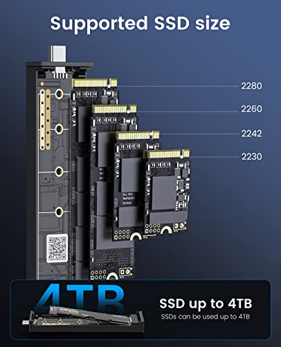 ORICO M.2 NVMe SATA SSD Enclosure, 10Gbps USB-C 3.2 Gen2, Aluminum Tool-Free Case L243158