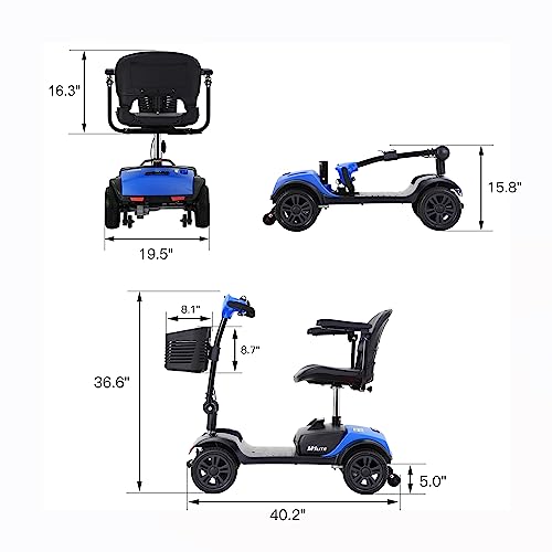 Folding Mobility Scooter 4 Wheel Lightweight Electric for Adults with Extended Battery and Basket H4990